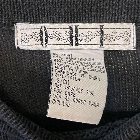 Vintage L Long sleeve ugly Christmas sweater holiday festive snowflake black - Picture 4 of 7